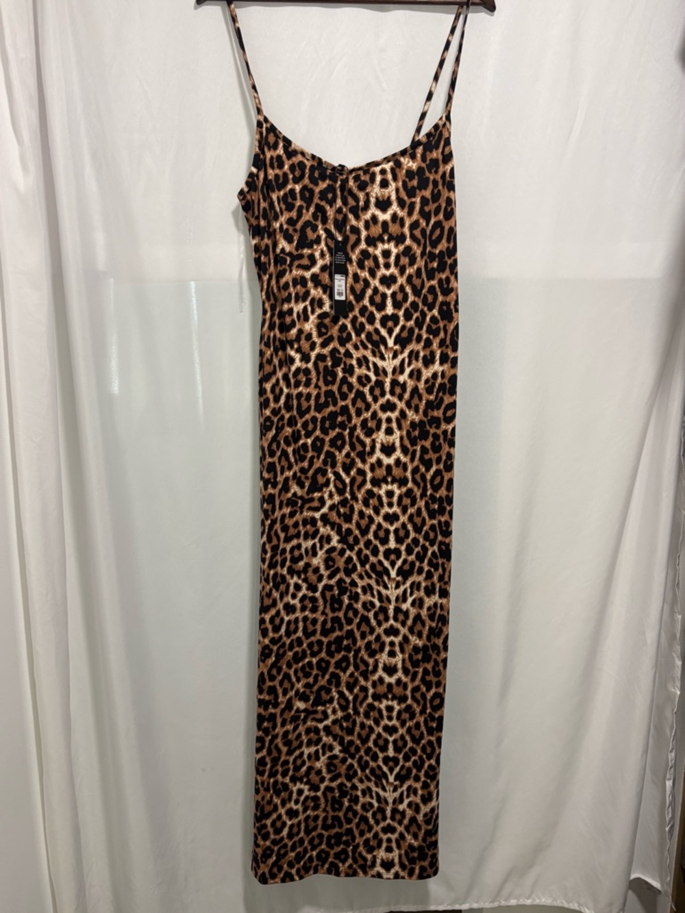 NWT Fashion Nova Leopard Maxi Dress 2X Brianna Bodycon Spaghetti Strap - Picture 4 of 6